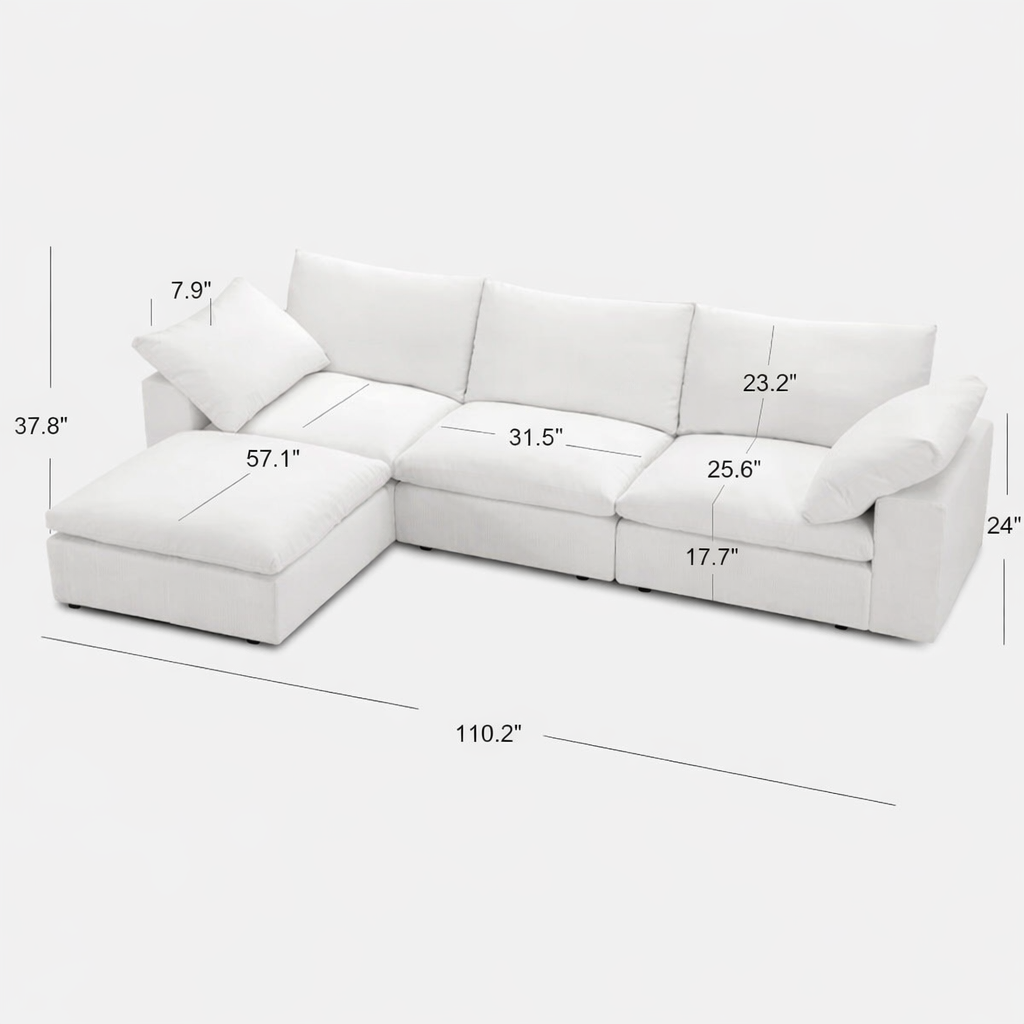 Replacement Covers for DiamondCloud D 3+1 Set 4-Seater Sofa with Ottoman