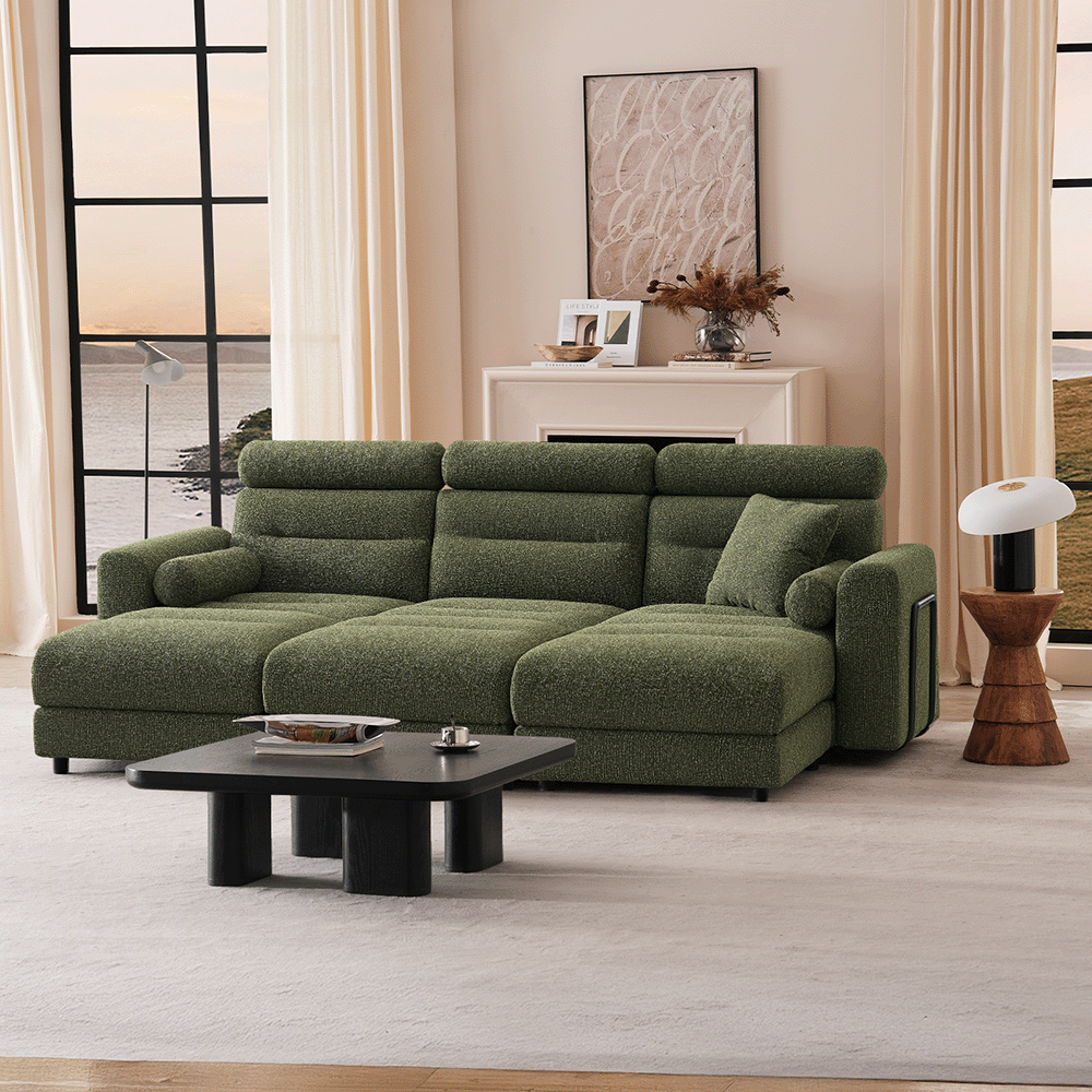 3 Seater with 3 Ottomans Sofa Bed