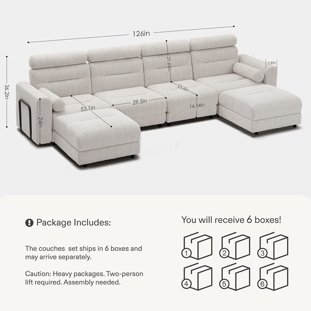 4 Seater with 2 Ottomans Modular Sofa
