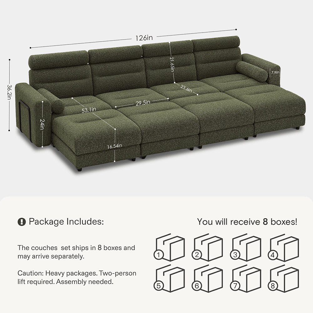 4 Seater with 4 Ottomans Modular Sofa
