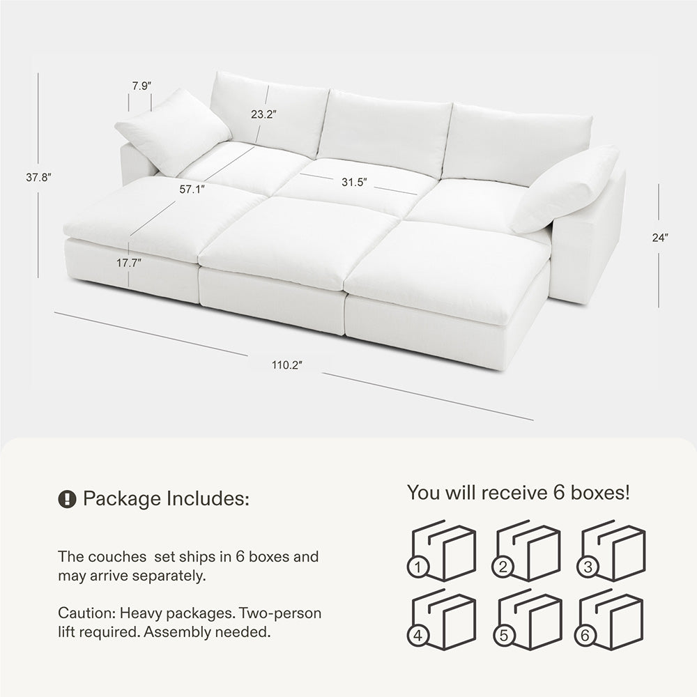 DiamonCloud D 3+3 Set 6 Seater Sofa with Ottoman