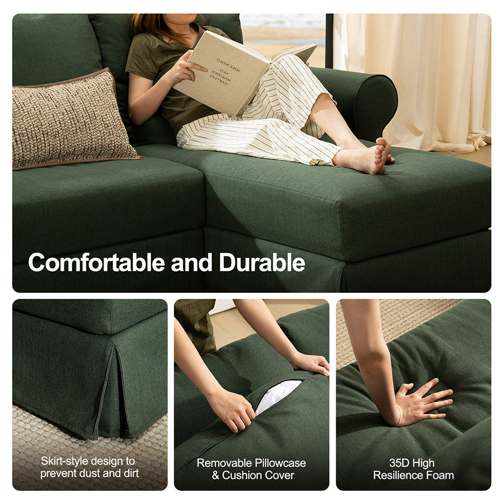 3 Seater L-Shape Sofa(Curved Armrest)