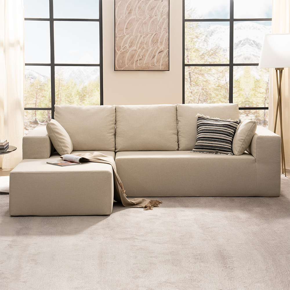 3 Seater L-Shape Compressed Couch