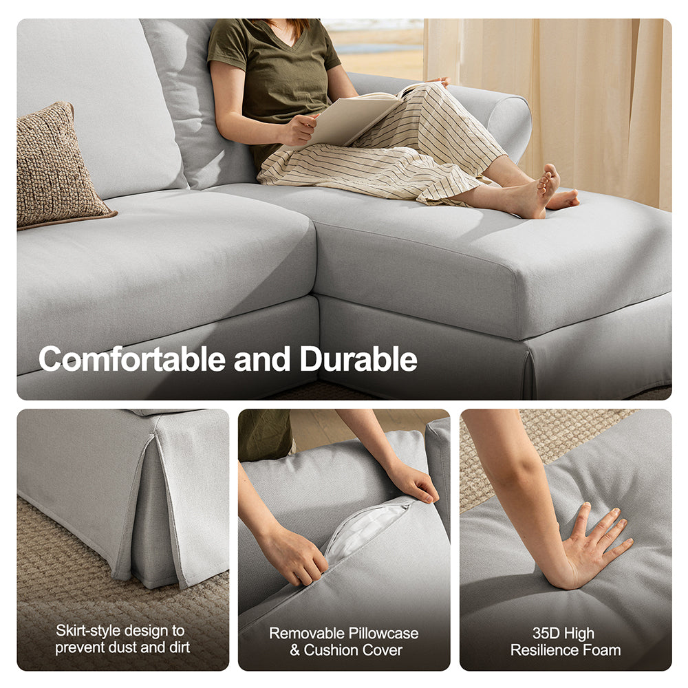 3 Seater L-Shape Sofa(Curved Armrest)