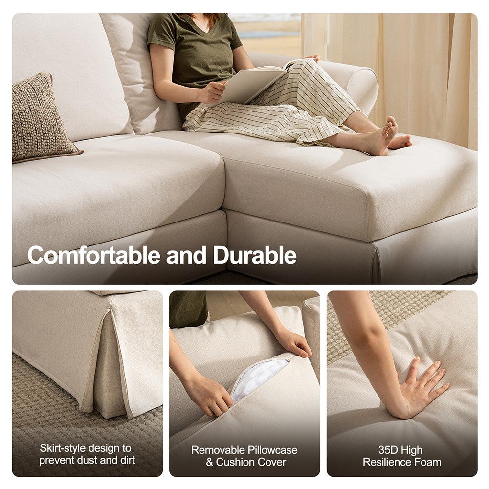 3 Seater L-Shape Sofa(Curved Armrest)