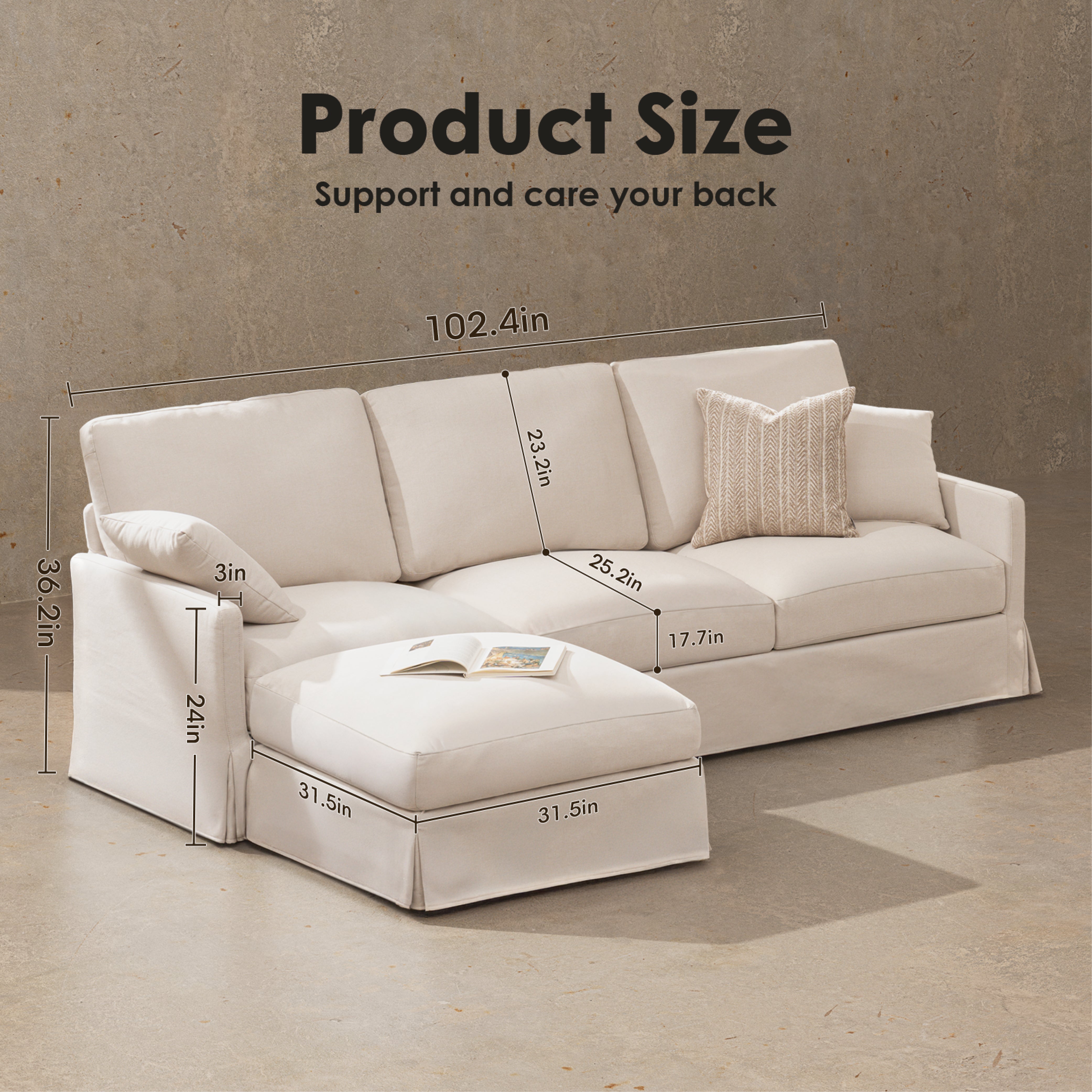 DiamonCloud C 1+2+3+1 Set 6 Seater Sofa with Ottoman