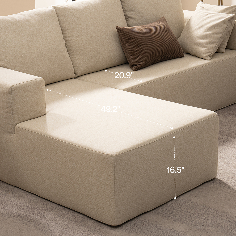 3 Seater L-Shape Compressed Couch