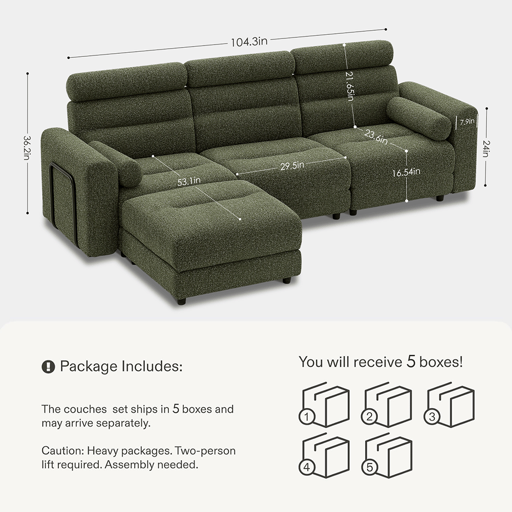 3 Seater with 1 Ottoman Modular Sofa