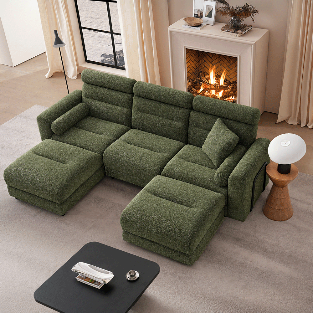 3 Seater with 2 Ottomans Modular Sofa