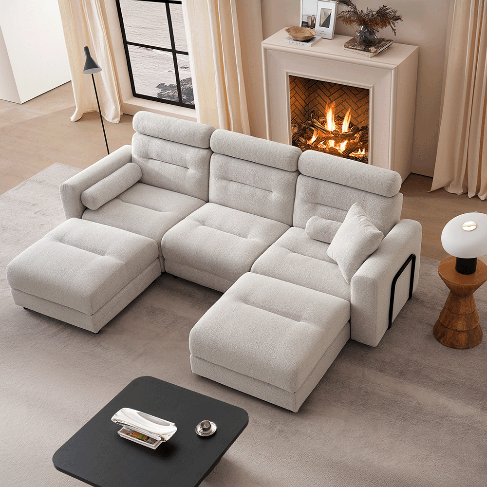 3 Seater with 2 Ottomans Modular Sofa