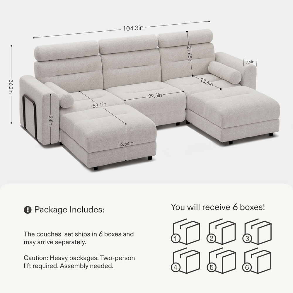 3 Seater with 2 Ottomans Modular Sofa