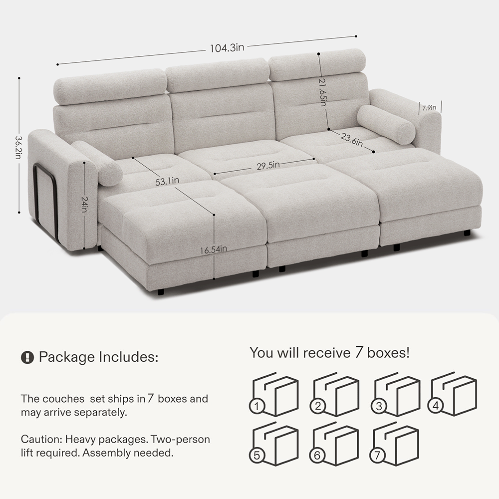3 Seater with 3 Ottomans Modular Sofa