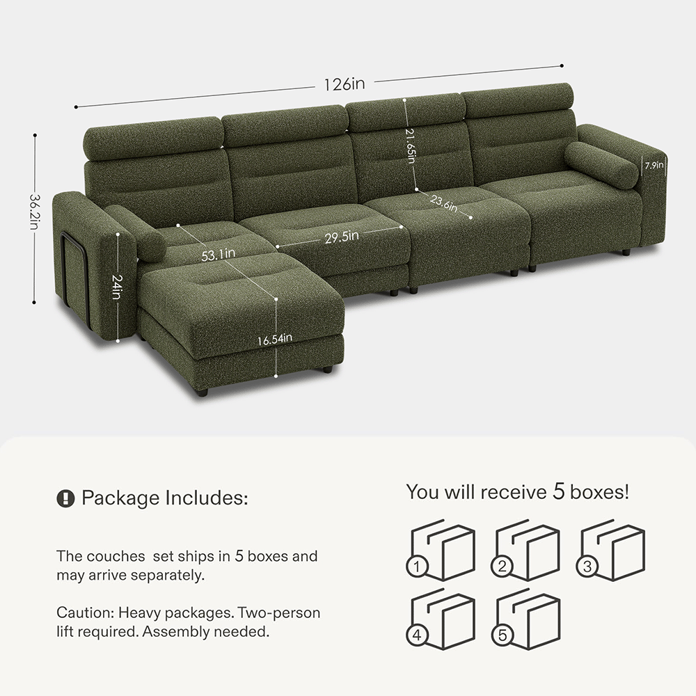 4 Seater with 1 Ottoman Modular Sofa
