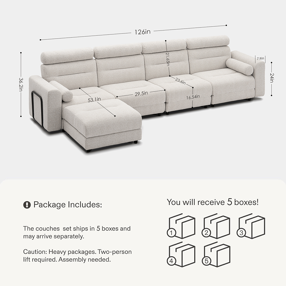 4 Seater with 1 Ottoman Modular Sofa
