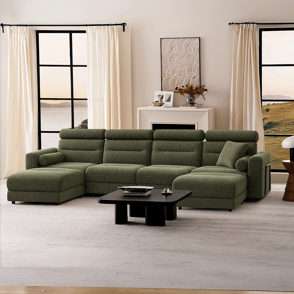 4 Seater with 2 Ottomans Modular Sofa
