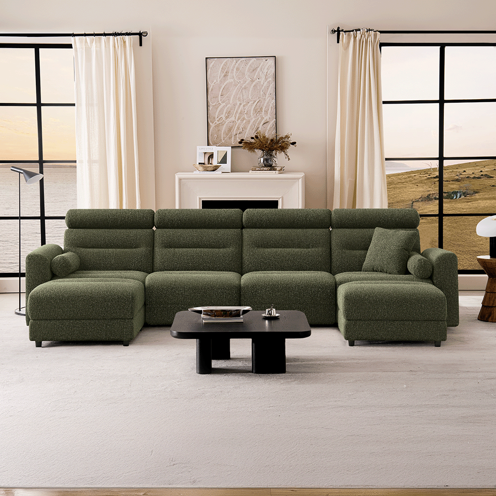 4 Seater with 2 Ottomans Modular Sofa