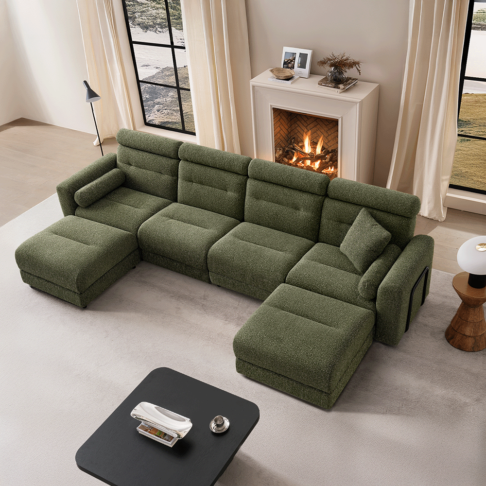 4 Seater with 2 Ottomans Modular Sofa