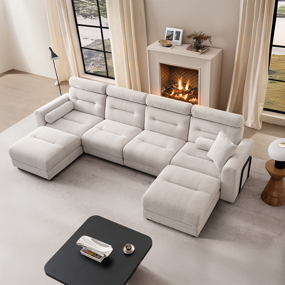 4 Seater with 2 Ottomans Modular Sofa