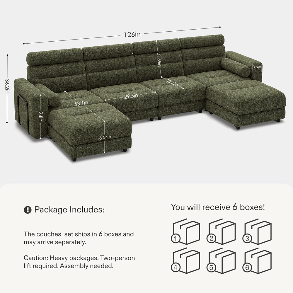 4 Seater with 2 Ottomans Modular Sofa