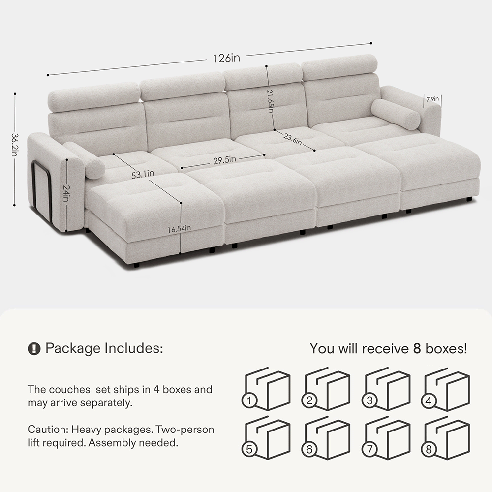 4 Seater with 4 Ottomans Modular Sofa