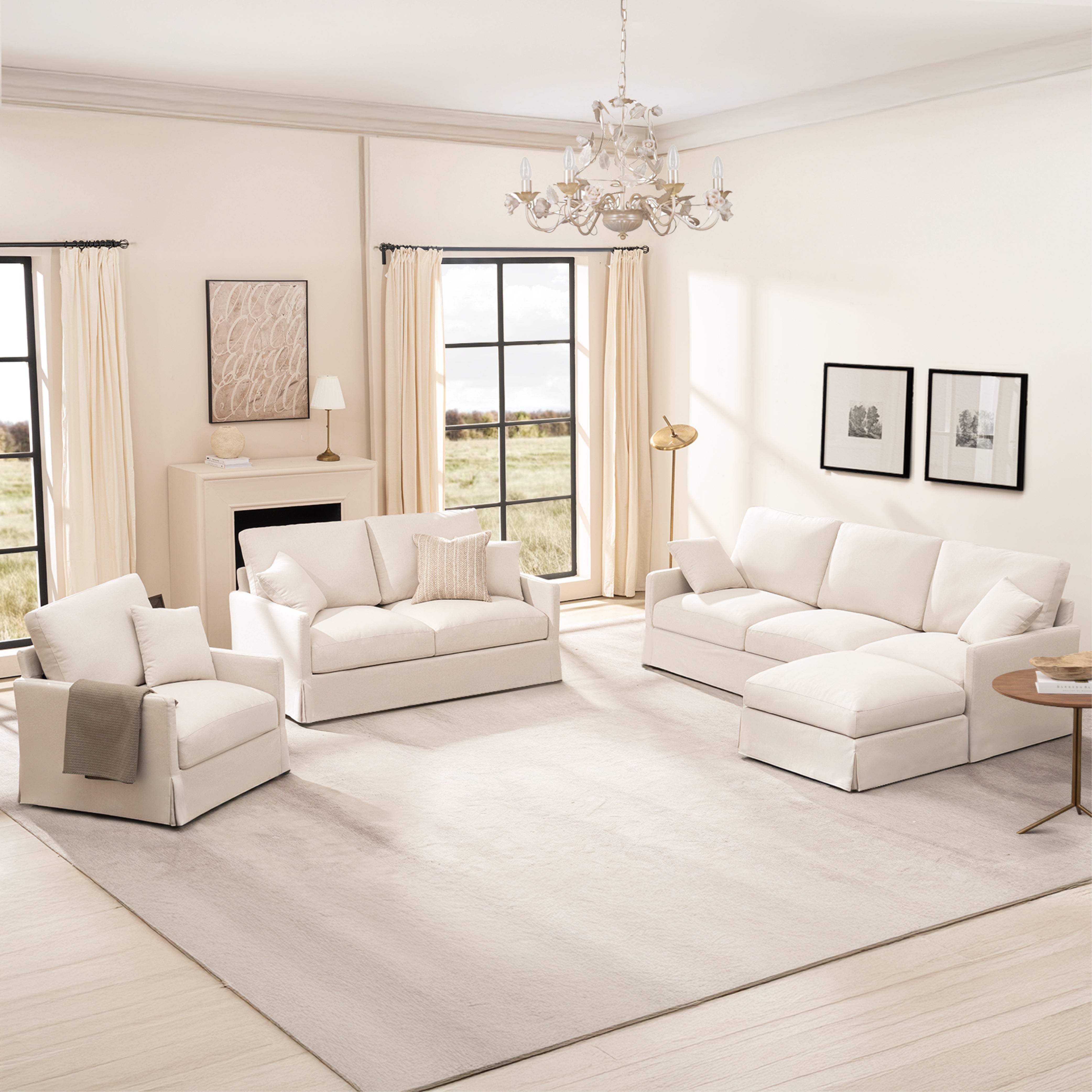 DiamonCloud C 1+2+3+1 Set 6 Seater Sofa with Ottoman