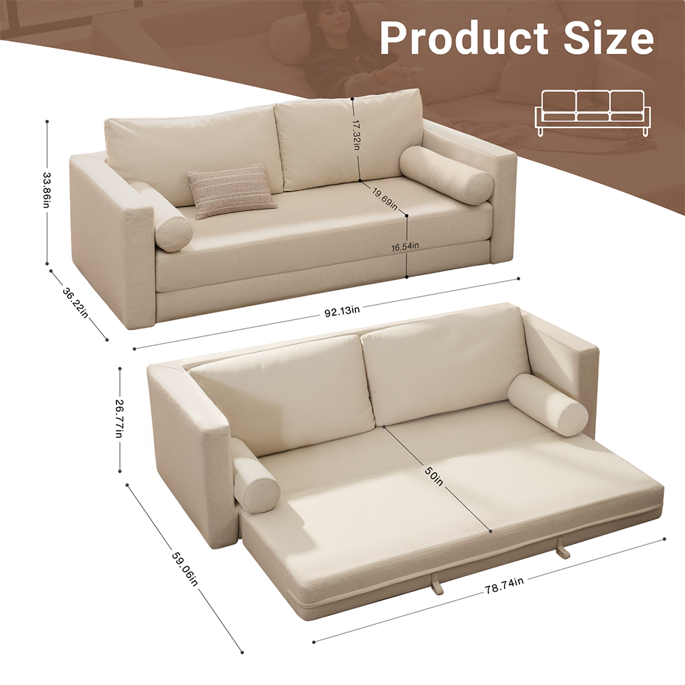Queen Size 3 Seater Sofa Bed