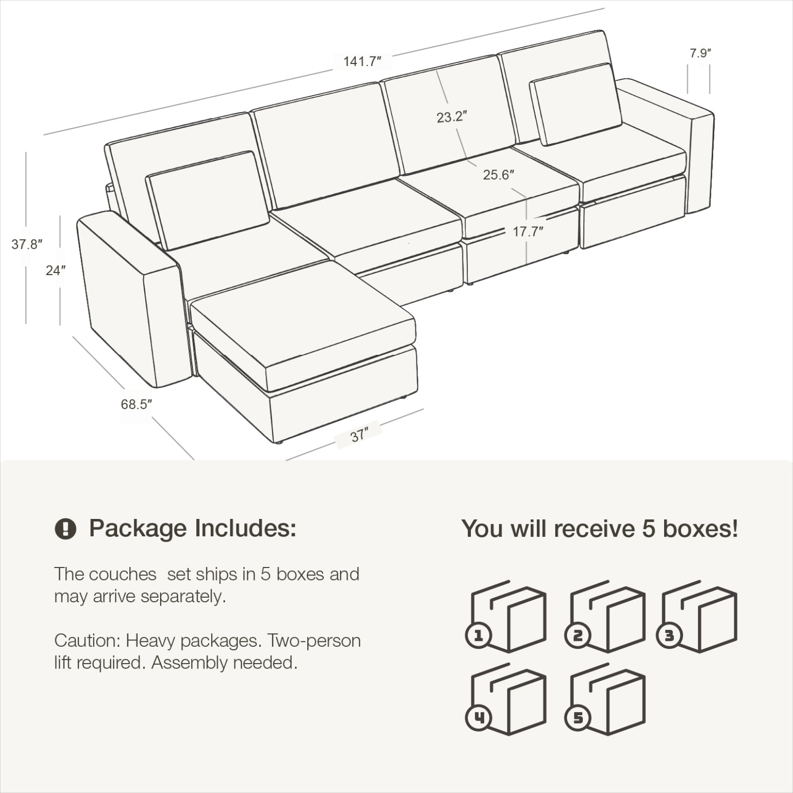 DiamonCloud A  4+1 Set 5 Seater Sofa with Ottoman