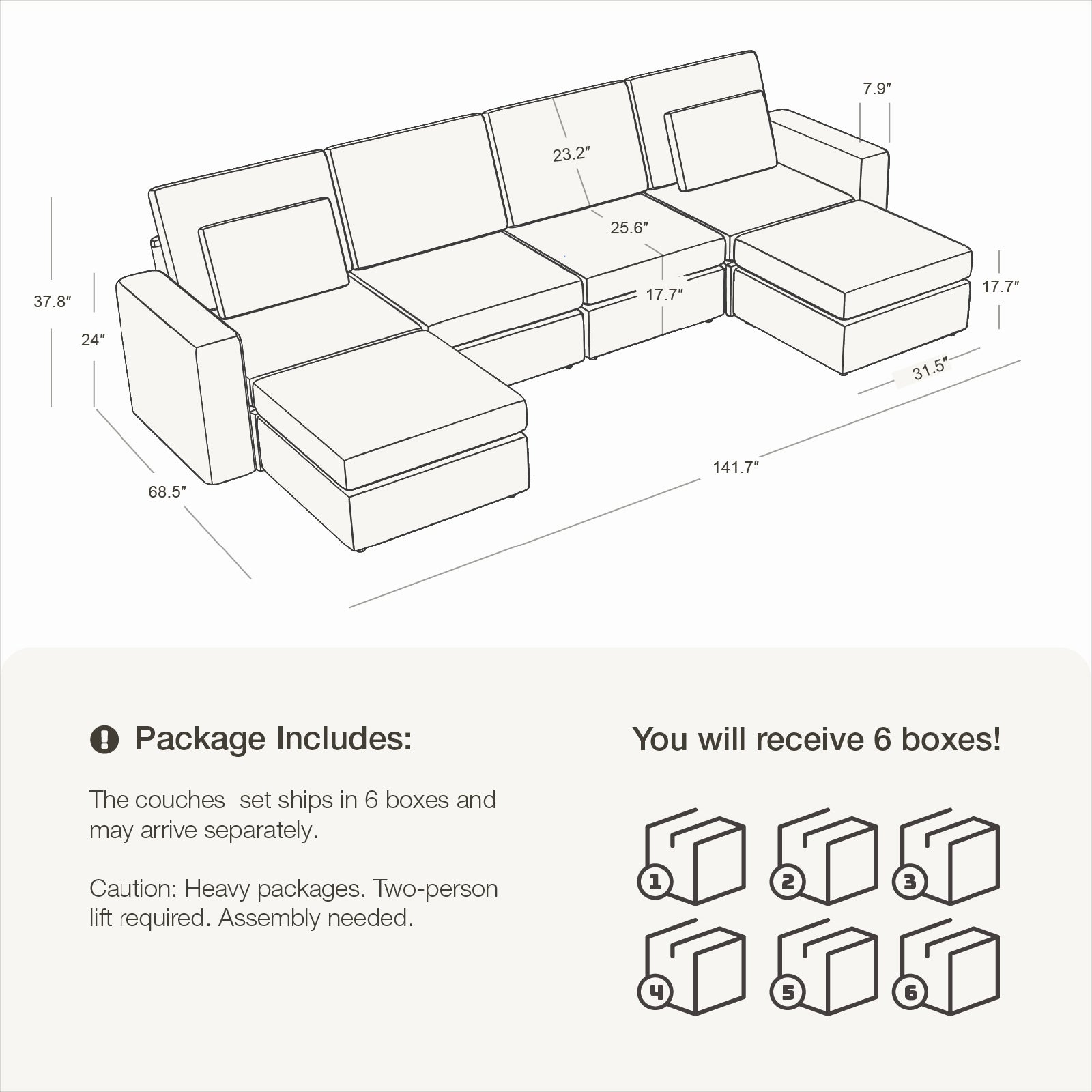 DiamonCloud A  4+2 Set 6 Seater Sofa with Ottomans