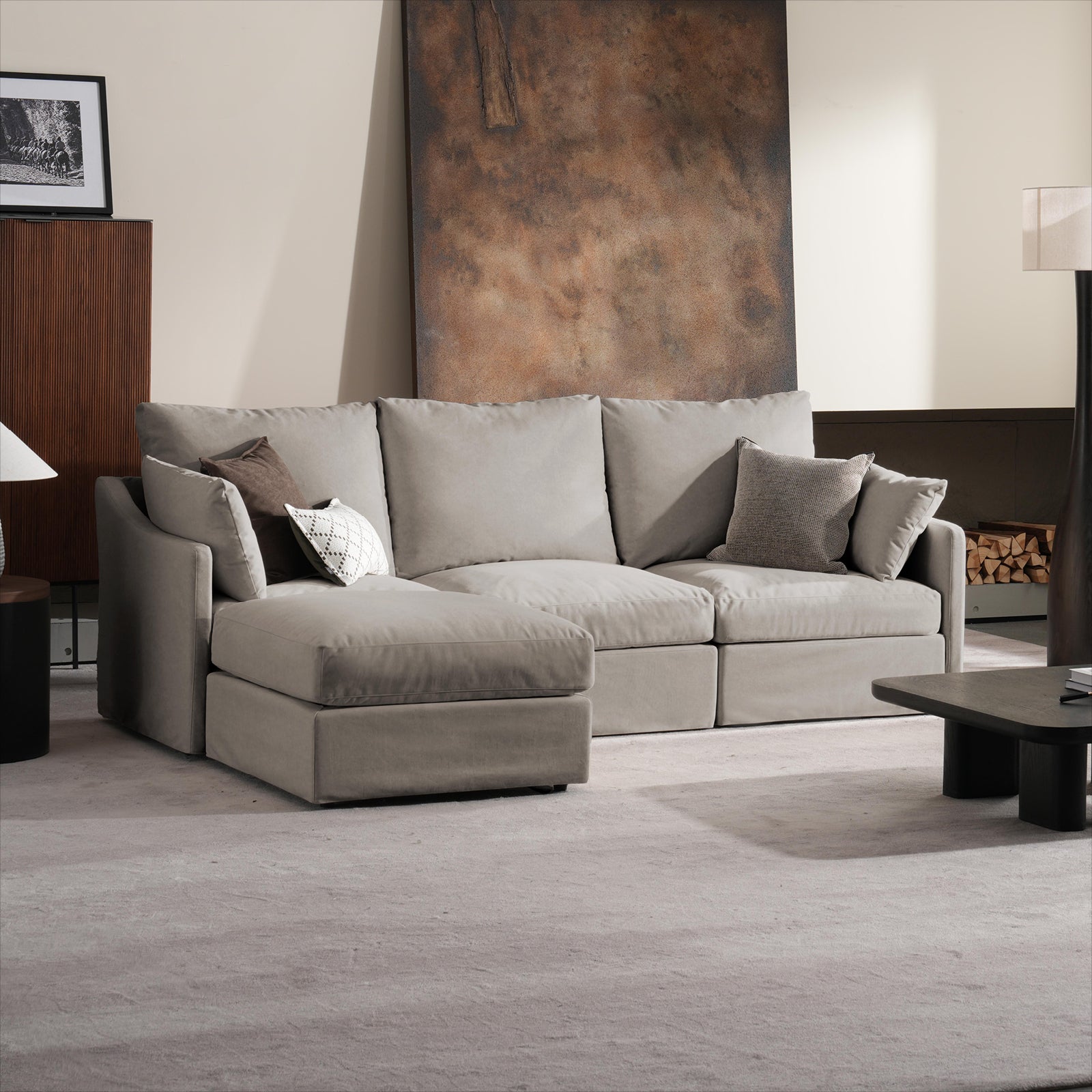 DiamonCloud B  3+1 Set 4 Seater Sofa with Ottoman