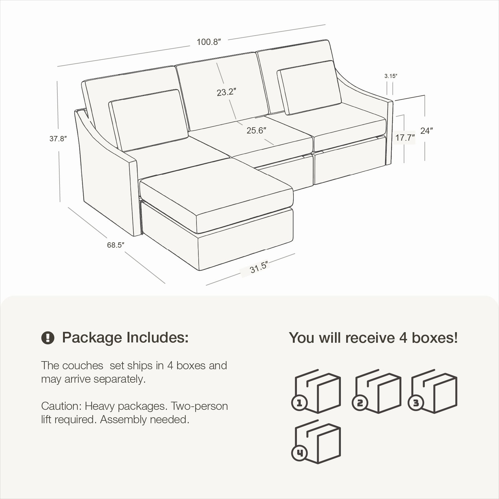 DiamonCloud B  3+1 Set 4 Seater Sofa with Ottoman