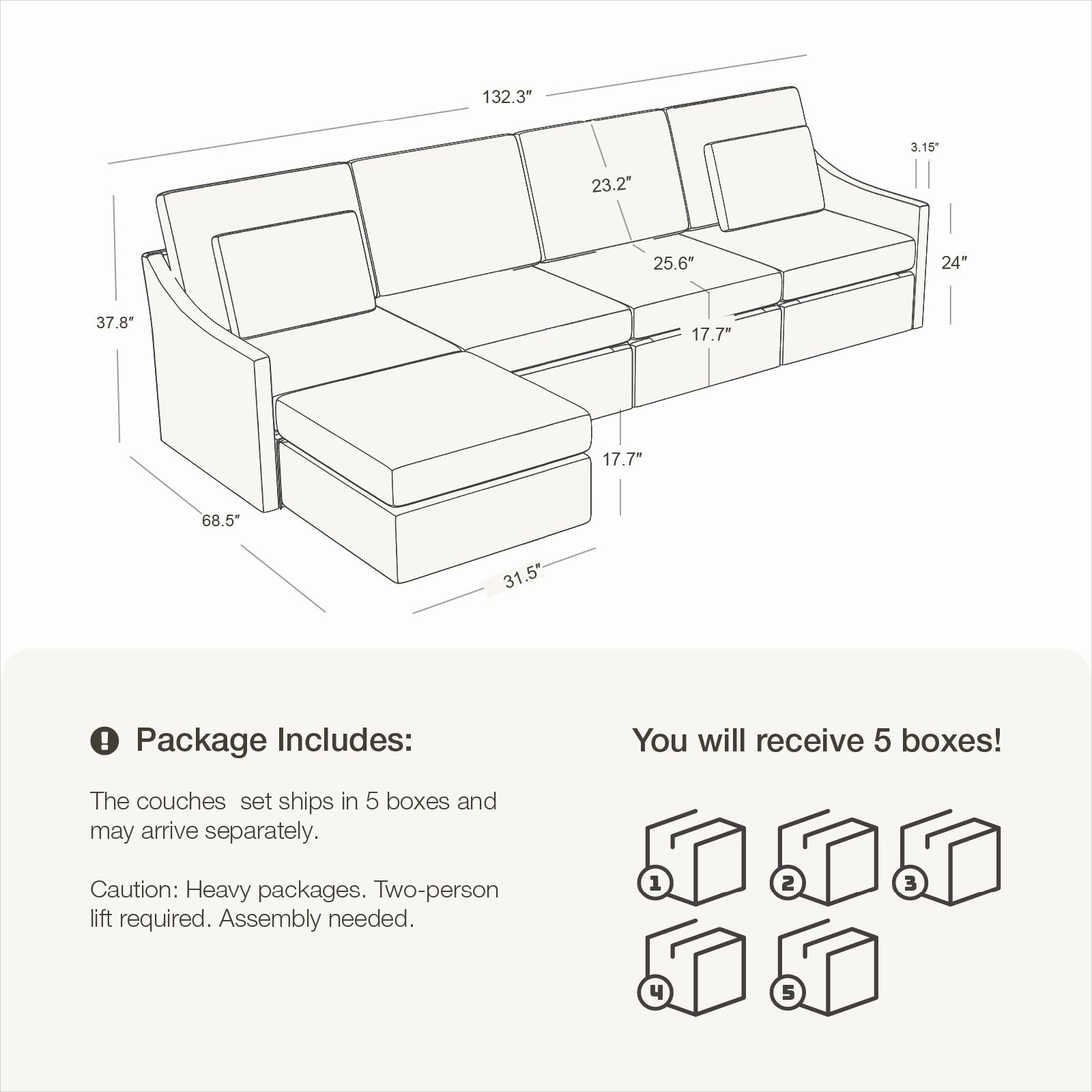 DiamonCloud B  4+1 Set 5 Seater Sofa with Ottoman