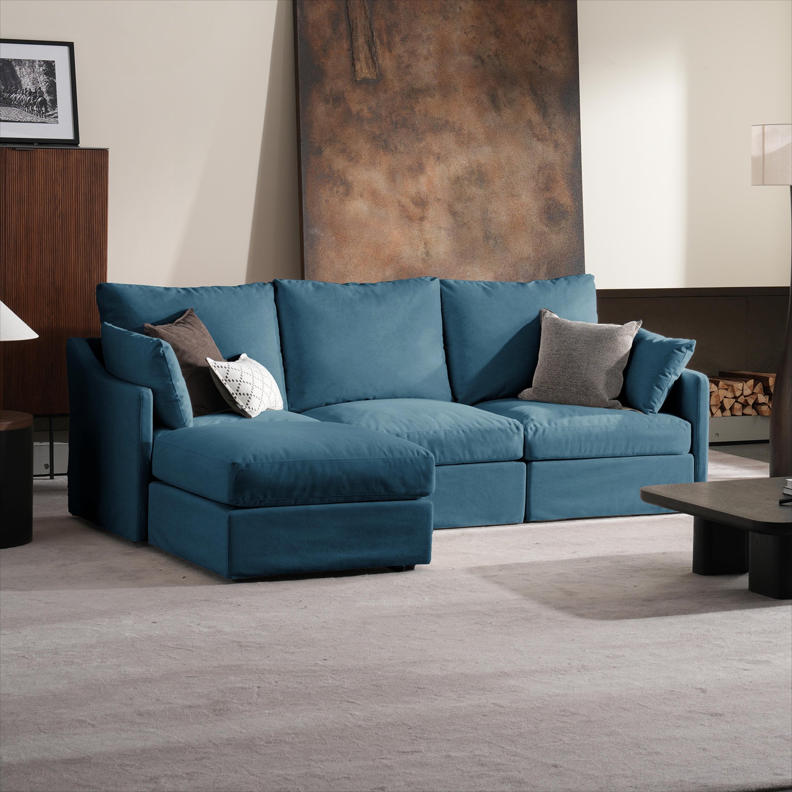 DiamonCloud B  3+1 Set 4 Seater Sofa with Ottoman