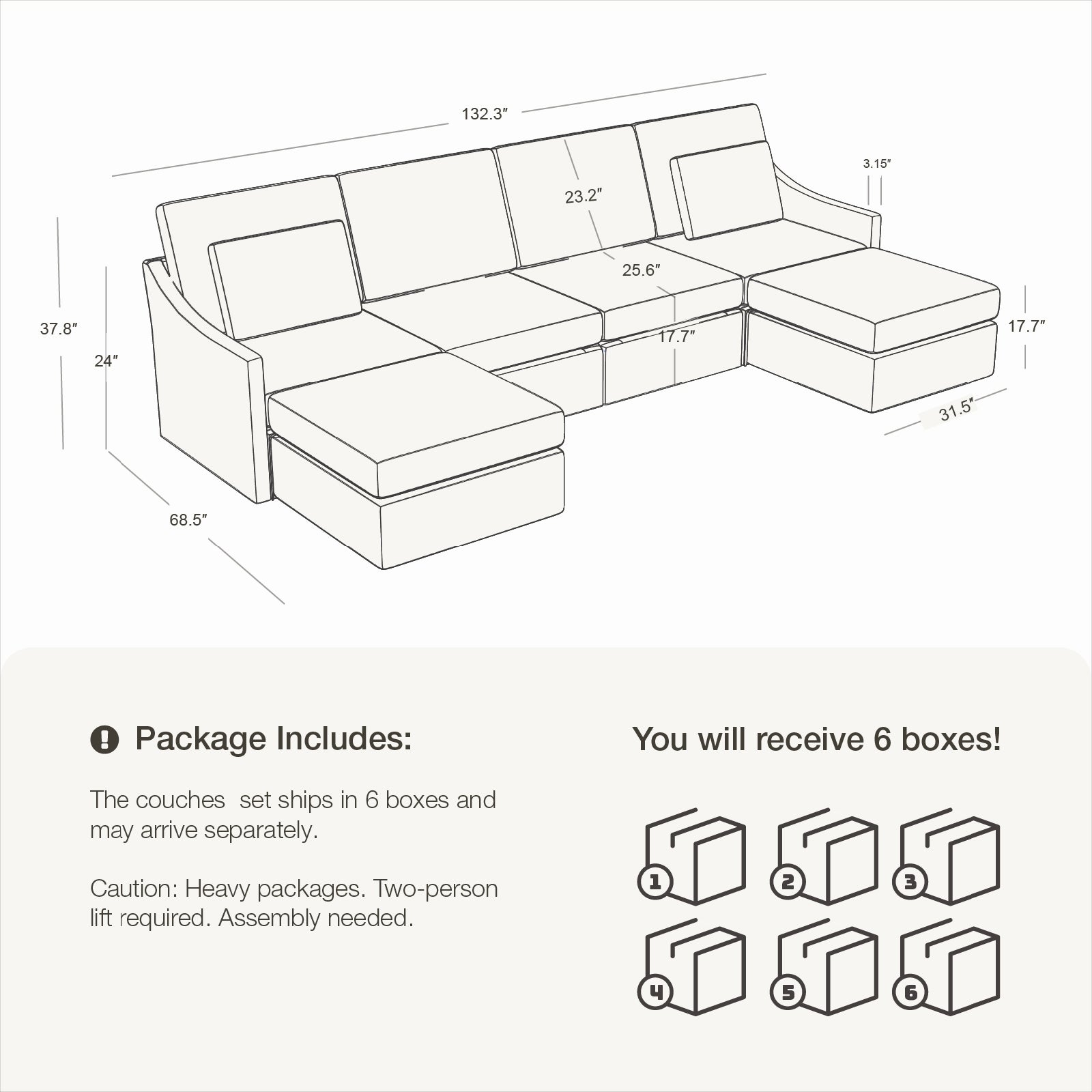DiamonCloud B  4+2 Set 6 Seater Sofa with Ottomans