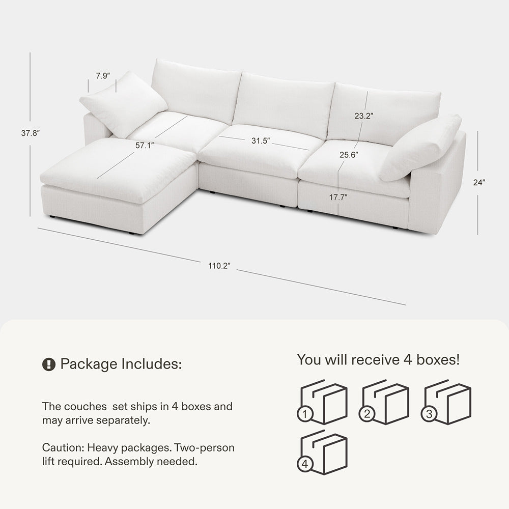 DiamonCloud D 3+1 Set 4 Seater Sofa with Ottoman