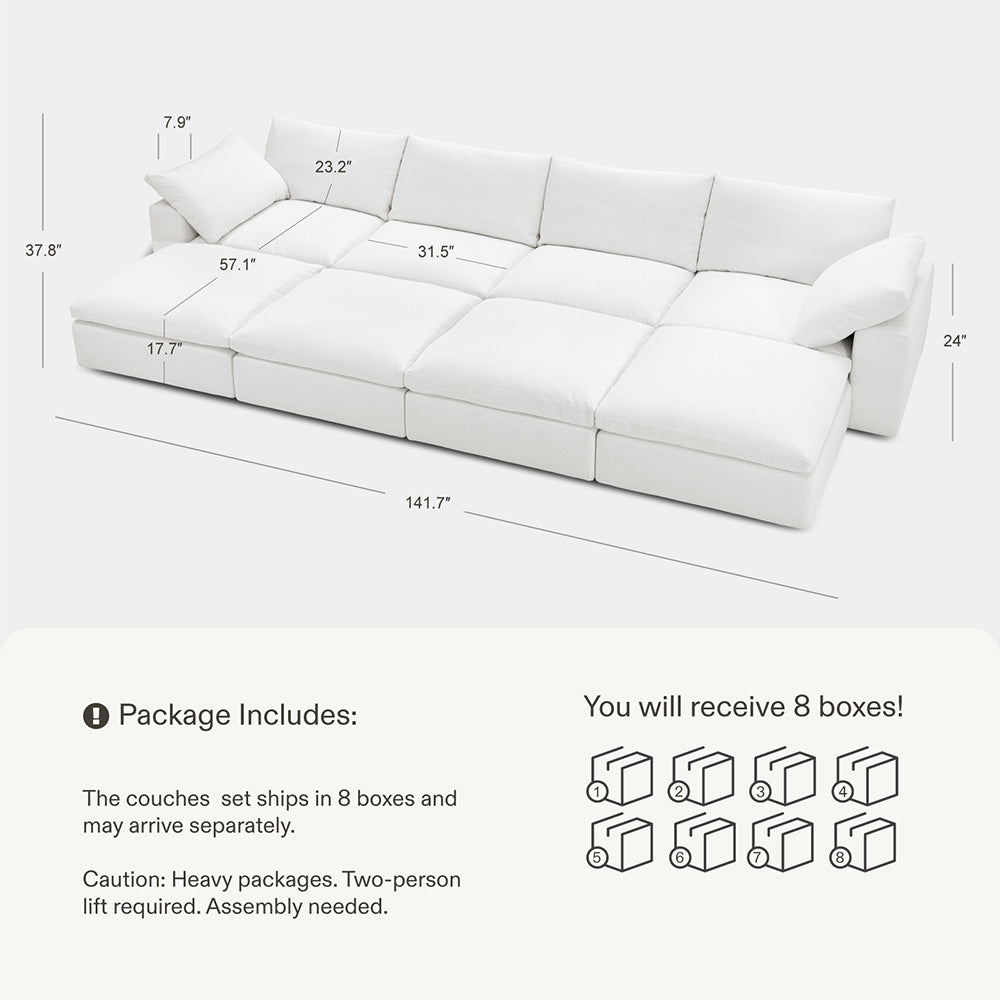 DiamonCloud D  4+4 Set 8 Seater Sofa with Ottoman